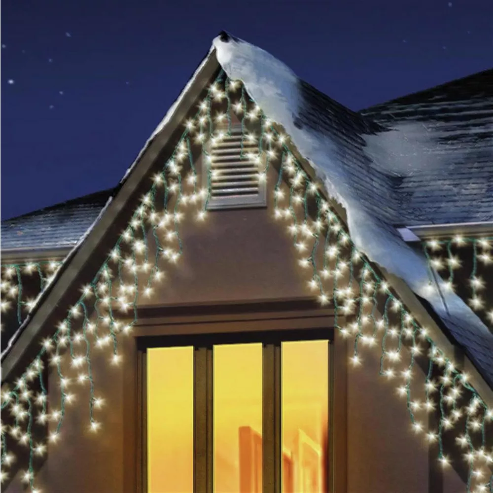 Premier Decorations Warm White LED Christmas Icicles Lights — thumbnail 4