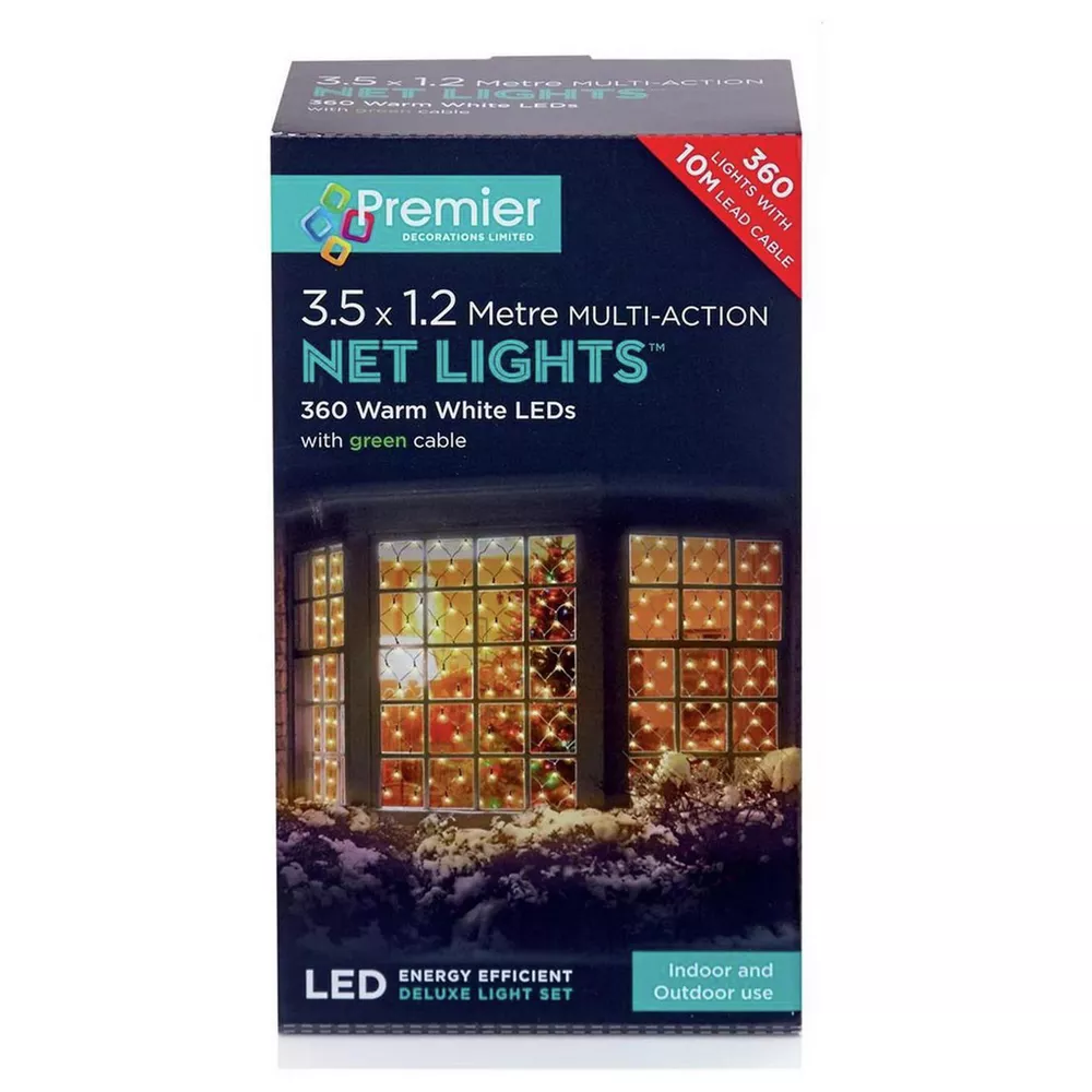 Premier Decorations Warm White Net Christmas Window Lights — thumbnail 2
