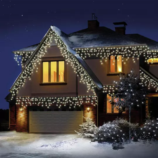 Premier Decorations Warm White LED Christmas Icicles Lights