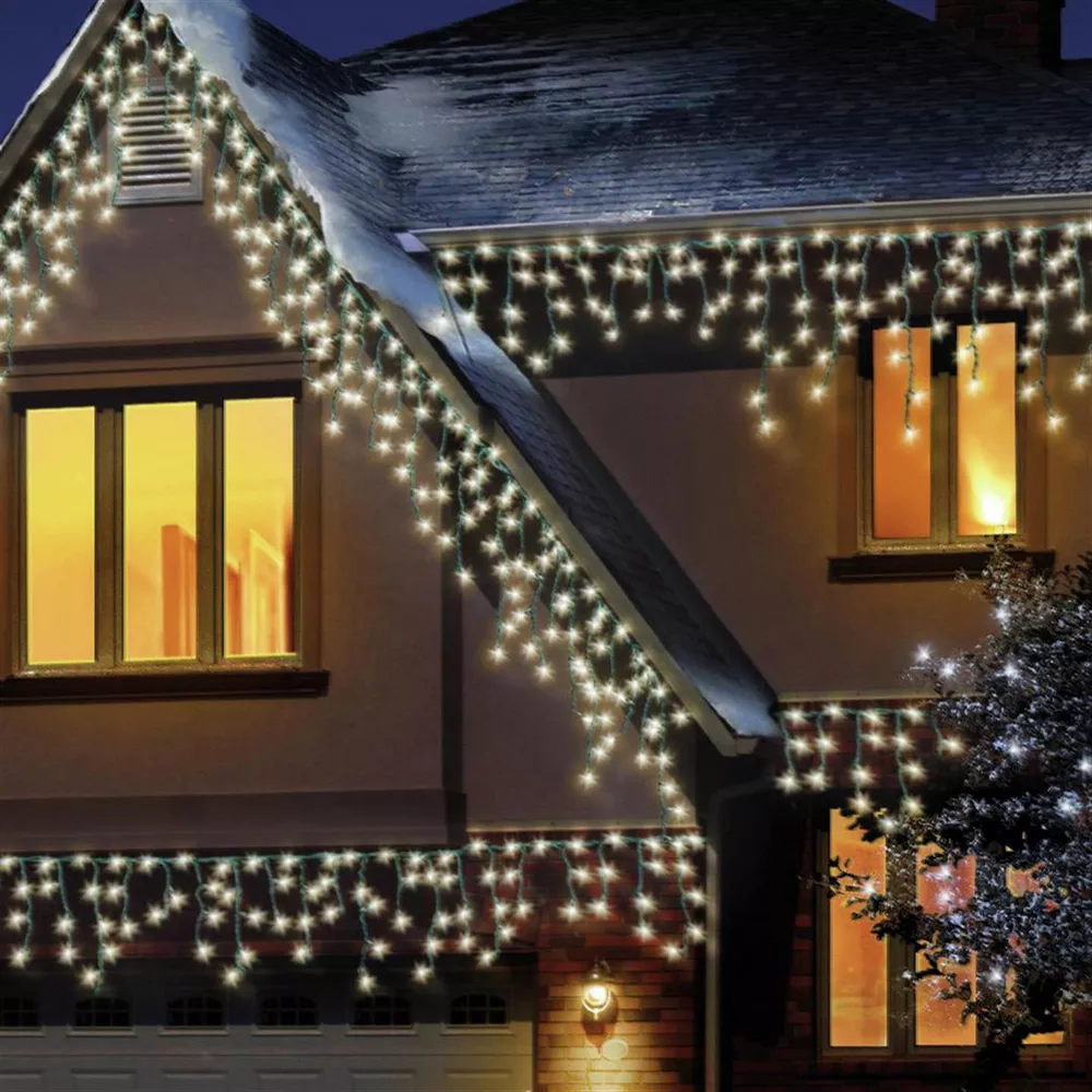Premier Decorations Warm White LED Christmas Icicles Lights — thumbnail 3