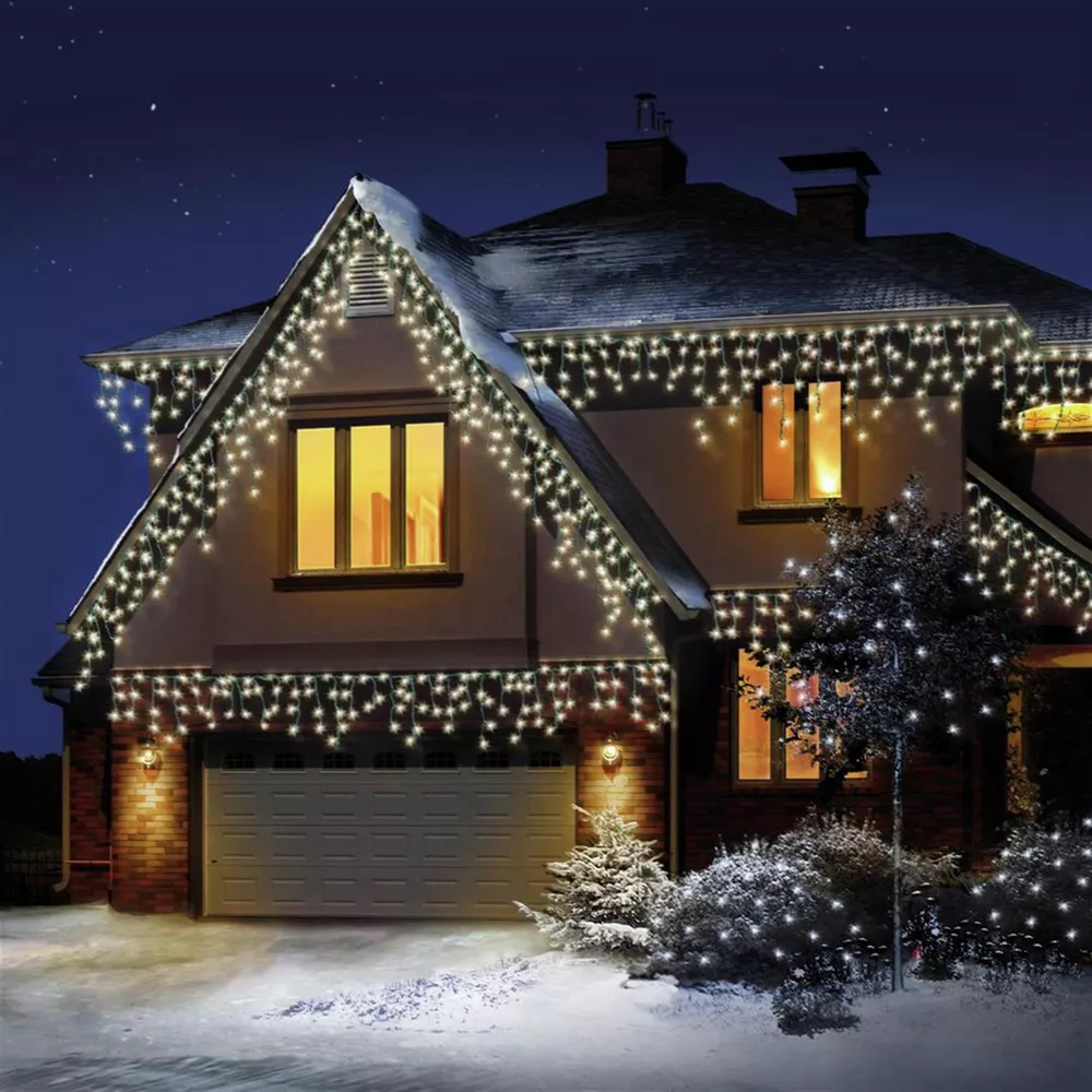 Premier Decorations Warm White LED Christmas Icicles Lights — photograph 1