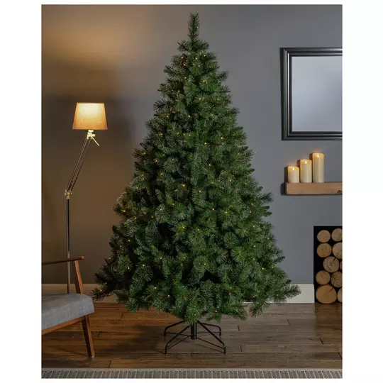 Premier Decorations 8ft Prelit Ridgemere Pine Christmas Tree