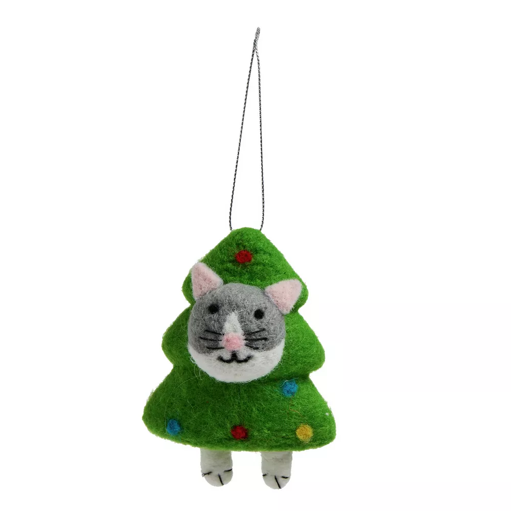 Argos Home Felt Cat in Tree Hanging Christmas Ornament — thumbnail 2